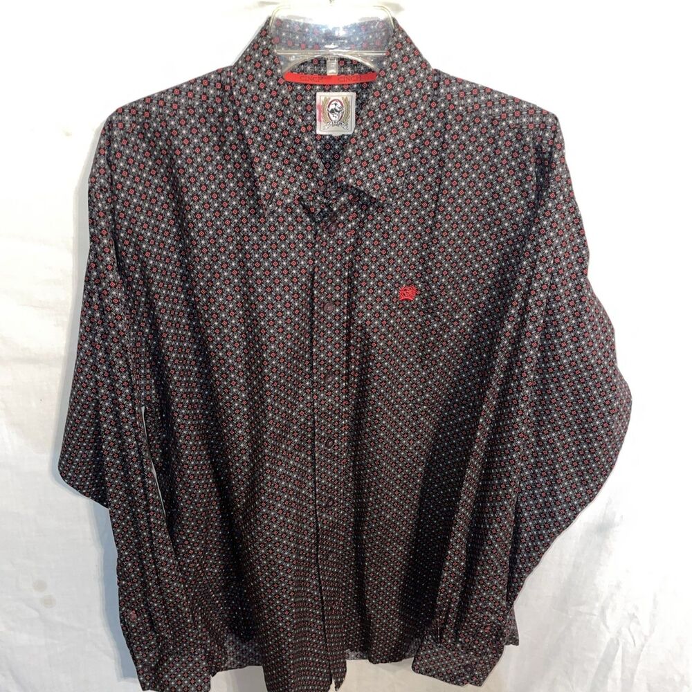 Cinch Men’s Western Shirt Size XL Gray Geometric Cowboy Rodeo Going Out Party